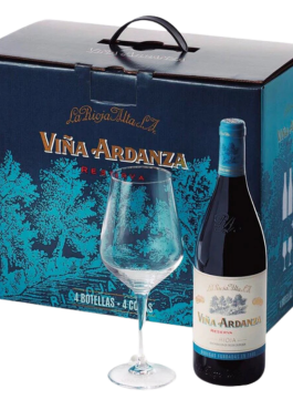 Gift Box 2015 Viña Ardanza Reserva, 4 bts and 4 Crystal Glasses