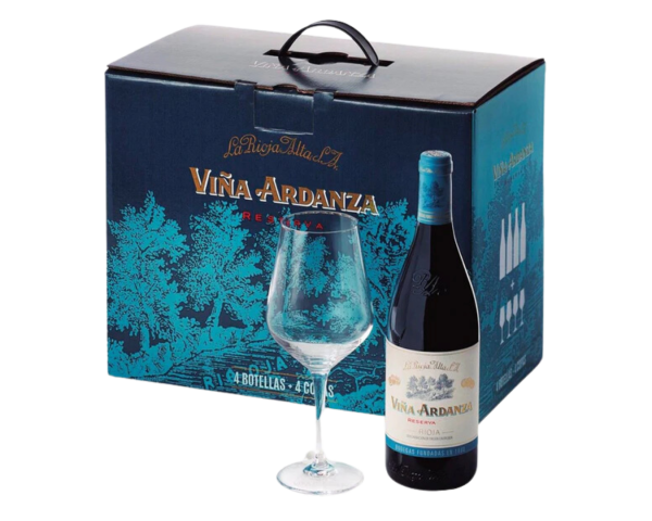 Gift Box 2015 Viña Ardanza Reserva, 4 bts and 4 Crystal Glasses