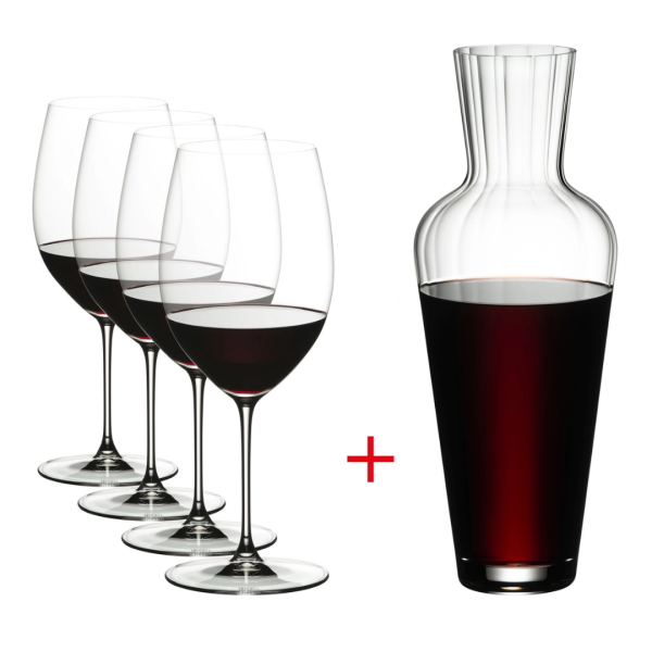 Riedel Veritas Cabernet/Merlot + Mosel Decanter – Set of 5